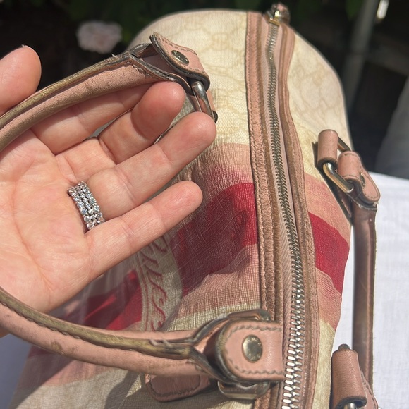 Gucci Script Web Boston Bag GG Coated Canvas.❤️ - Picture 15 of 17